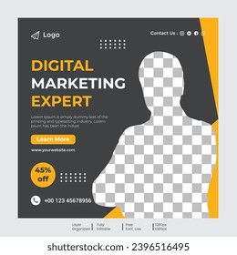 Business grows digital marketing expert social media post and Instagram post template.