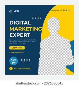 Business grows digital marketing expert social media post and Instagram post template.