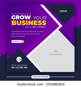 Business grows social media post banner template. Fully editable design