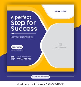 Business grows social media post banner template. Square flyer design Template. Editable Post Template Social Media Banners
