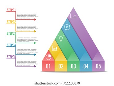 Business growth 5 step infographics option. Template for presentation and workflow layout. Abstract background.