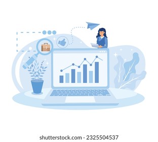 Business growth abstract concept vector illustration set.  Corporate website, entrepreneur self-promotion, sales plan flat vector modern illustration 