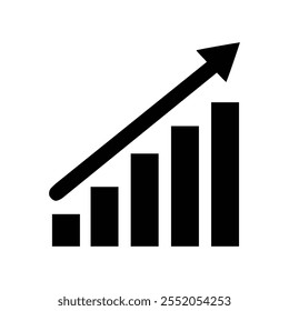 Icono de análisis de crecimiento empresarial, inversión, riqueza o ganancias en aumento gráfico, concepto de aumento de ventas comerciales o ganancias, gráfico de informe financiero. Dirección de destino de flecha de negocio de finanzas
