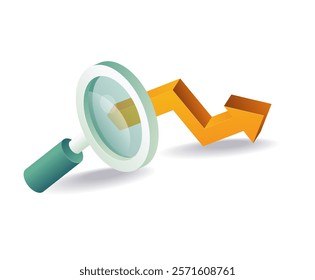 Business growth analysis magnifying glass