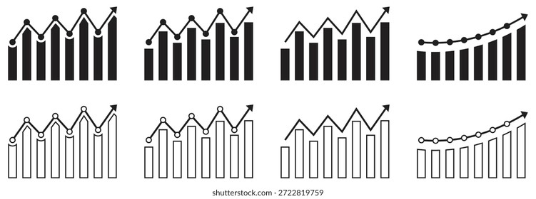 Conjunto de Ícones de Gráficos de Barras do Business Growth Analytics.