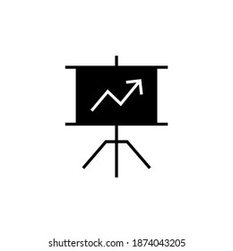 Business growth analytics icon symbol in solid black flat shape glyph icon, isolated on white background