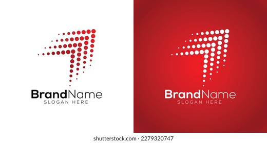 Business growth arrow logo design template on white and red background