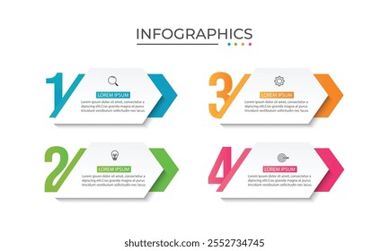 Business growth arrow template. Infographic 4 steps. Vector illustration.