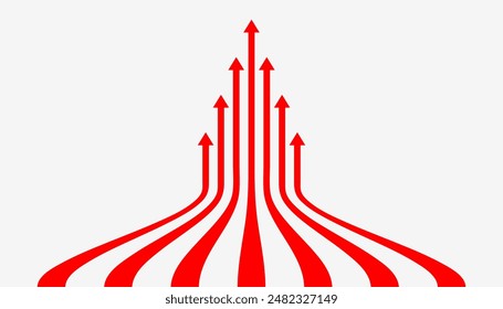 business growth arrows. red arrows target direction