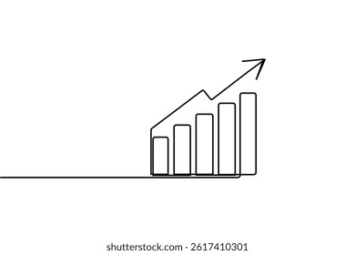 Business growth bar chart continuous one line drawing and isolate outline Business icon