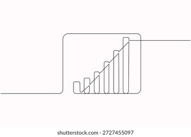 Gráfico de barras de crescimento de negócios linha contínua conceito de crescimento empresarial