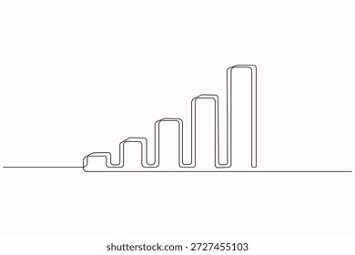 Business growth bar chart creative continuous line illustration