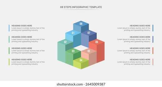 Business Growth Bar Chart Infographic Template Design with 8 Steps