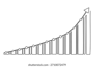 Business growth bar chart one line minimalist clean outline artwork