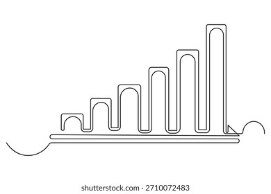 Business-Wachstum Balkendiagramm eine Linie Zeichnung in sauberen minimalistischen Umriss Stil
