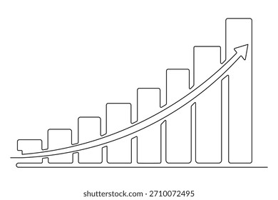 Gráfico de barra de crecimiento empresarial simple de una línea de diseño minimalista