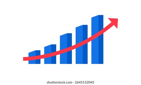 Business Growth Bar Chart with Upward Arrow