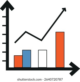 Business Growth Bar and Line Graph Icon - Data Analytics Vector Clipart