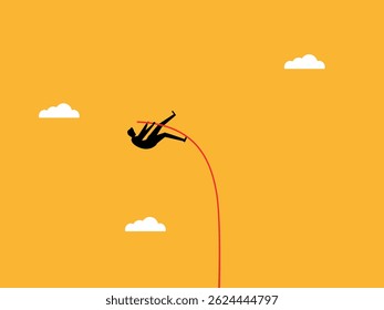 Business Growth, Businessman Pole Vaults As Far As He Can