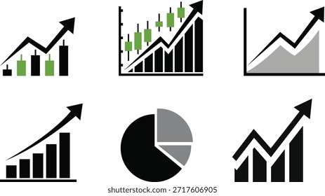 Business Growth Chart and Analytics Icon Set Vector for Finance, Marketing and Statistics