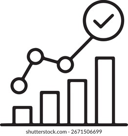 Gráfico de crescimento dos negócios com uma marca de verificação indicando sucesso e progresso