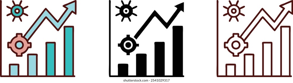 Business Growth Chart with Gear and Sun Icon