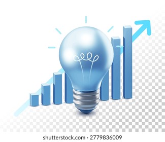 Business Growth Chart and Graph with Lightbulb Idea Innovation Strategy for Success Vector
