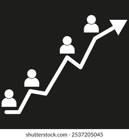 Business growth chart. Team progress symbol. Rising arrow icon. Vector analytics graphic.