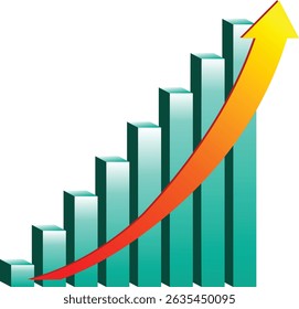 Gráfico de Crescimento dos Negócios com Seta para Cima