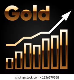 Business growth chart, vector eps10, gold style,