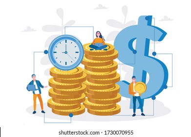 Business growth, company marketing solutions, Budget accounting. Vector illustration for web banner, infographics, mobile.  financial performance. 