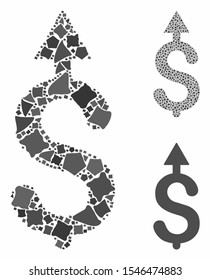 Business growth composition of unequal parts in different sizes and color tones, based on business growth icon. Vector joggly parts are united into collage.