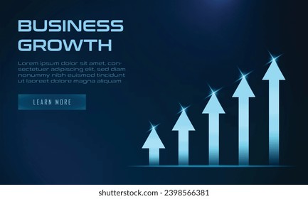 Business growth concept. Arrows Up with Digital Technology Background. Growth and Positivity Concept Vector Illustration