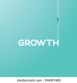 Business growth concept with businessman on a ladder looking through a monocular. Business future and vision concept. Eps10 vector illustration.