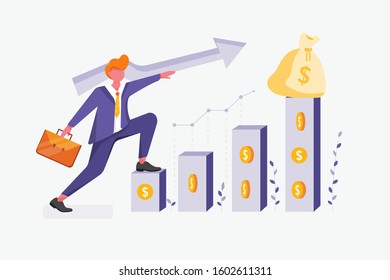 Business Growth concept with character. Can use for web banner, mobile app, hero images. Flat vector illustration on white background.