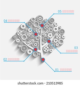 Business growth concept, creative tree with gears, vector eps10 infographic design