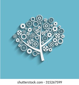 Business growth concept, creative tree with gears, vector eps10