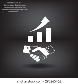 Business growth concept. Handshake with graph stock.