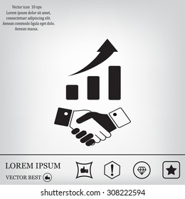 Business growth concept. Handshake with graph stock.