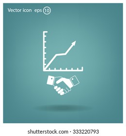 Business growth concept. Handshake with graph stock.