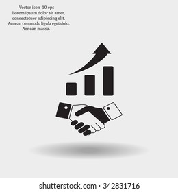 Business growth concept. Handshake with graph stock.