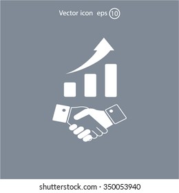 Business growth concept. Handshake with graph stock.