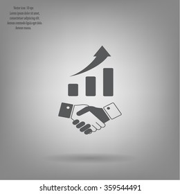 Business growth concept. Handshake with graph stock.