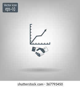 Business growth concept. Handshake with graph stock.