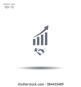 Business growth concept. Handshake with graph stock.
