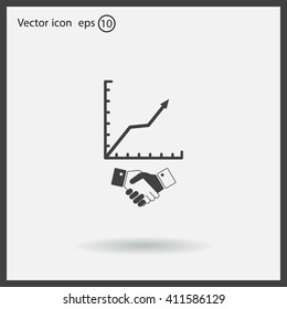Business growth concept. Handshake with graph stock.