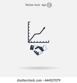 Business growth concept. Handshake with graph stock.