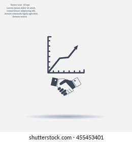 Business growth concept. Handshake with graph stock.