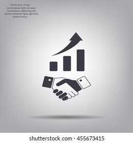 Business growth concept. Handshake with graph stock.