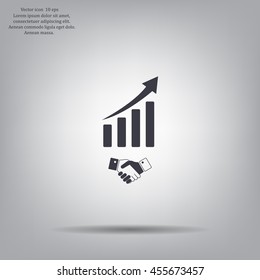 Business growth concept. Handshake with graph stock.